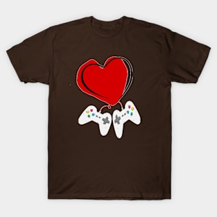 Video Gamer Heart Controller Valentine's Day T-Shirt